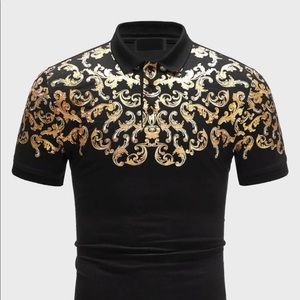 Baroque style print polo shirt